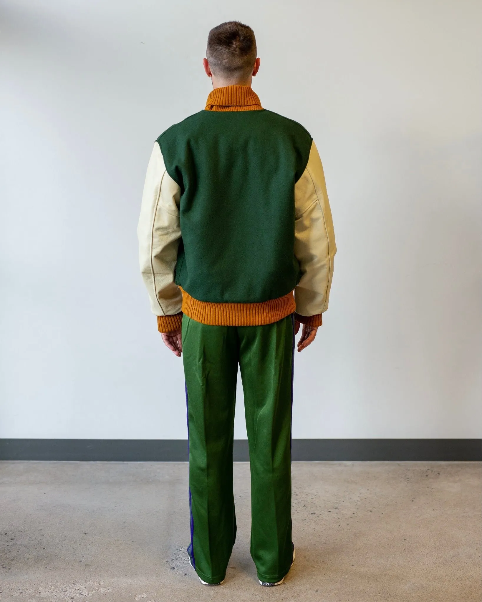 Engineered Garments Varsity Jacket Olive Wool Melton