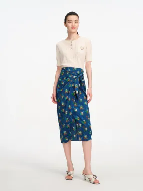 EP YAYING Flora Print Midi Wrap Skirt