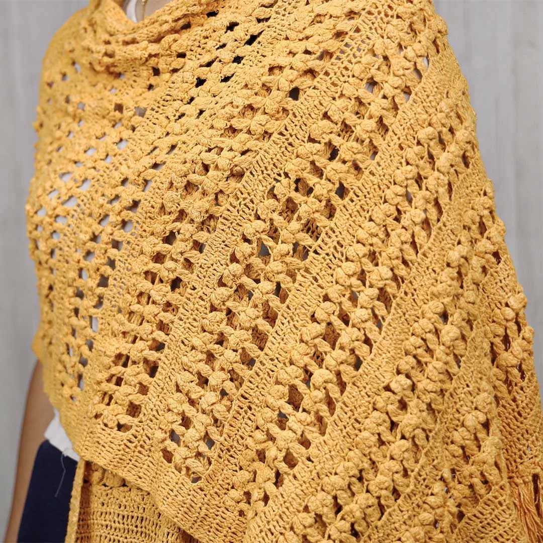 Eri Silk Bloom Crocheted Shawl For Women