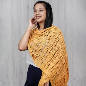 Eri Silk Bloom Crocheted Shawl For Women