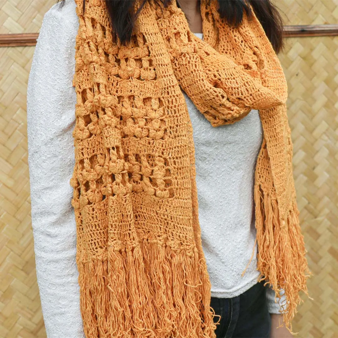 Eri Silk Bloom Crocheted Shawl For Women