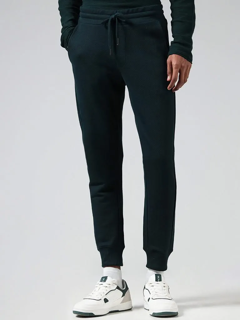 ETA Emerald Green Cotton Blend Slim-Fit Mid-Rise Joggers