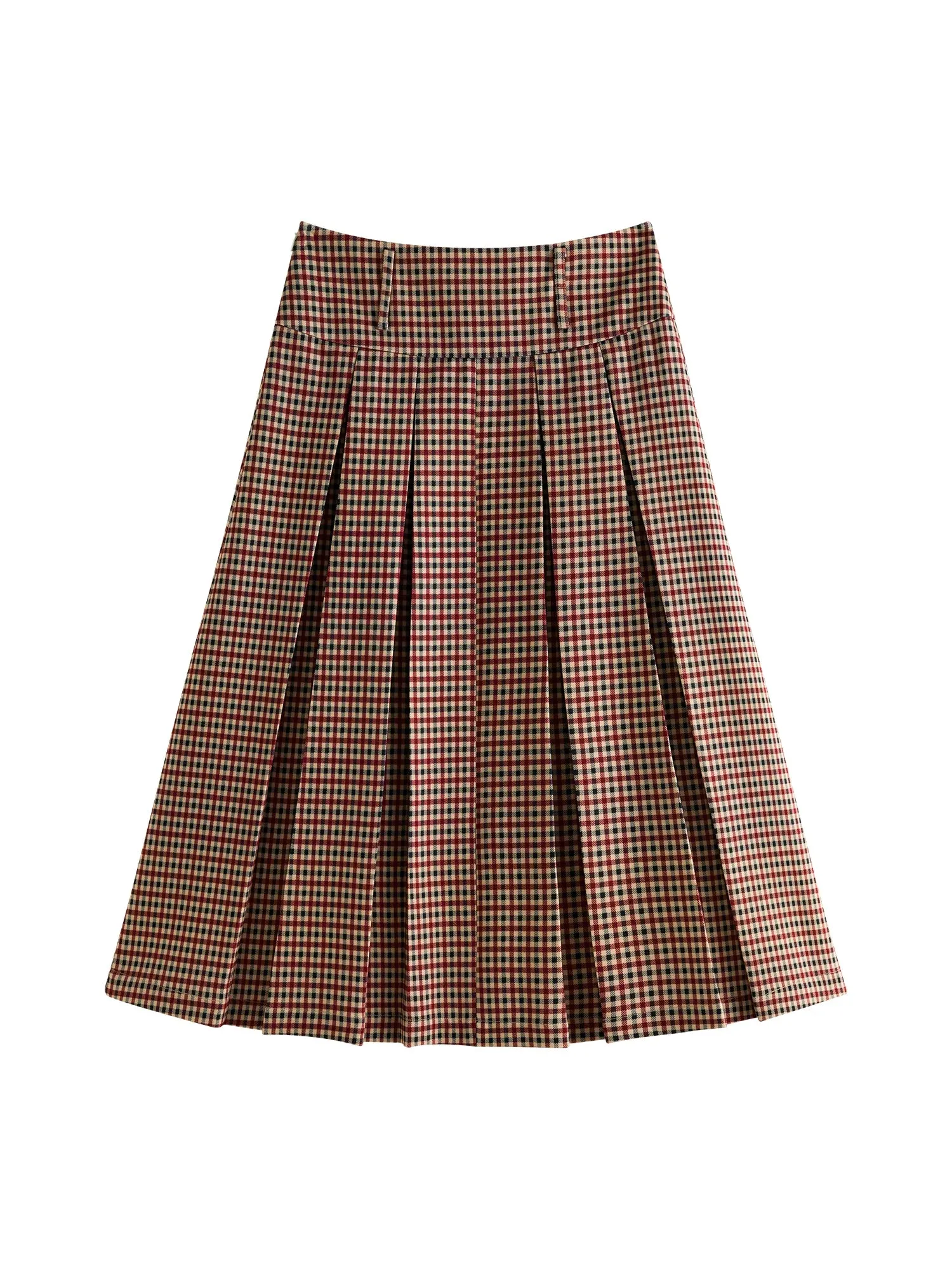 Fashionkova  Women Jacket Skirt Sets Red Brown Retro Plaid Female Drop Sleeve Casual Short Coats Pleated Skirt 24FS13343 24FS13347