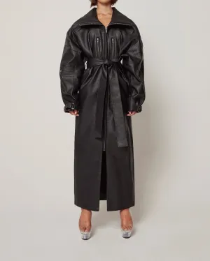 Faux Leather Trench | Black