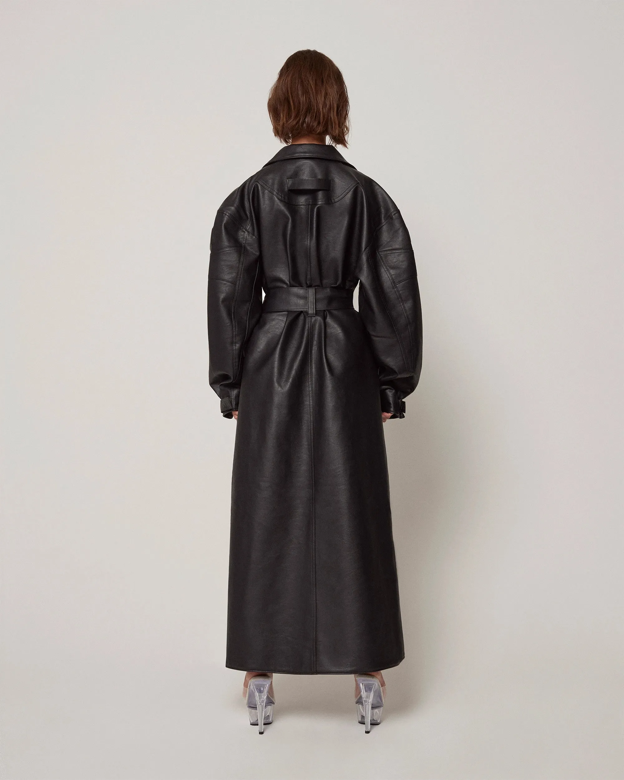 Faux Leather Trench | Black