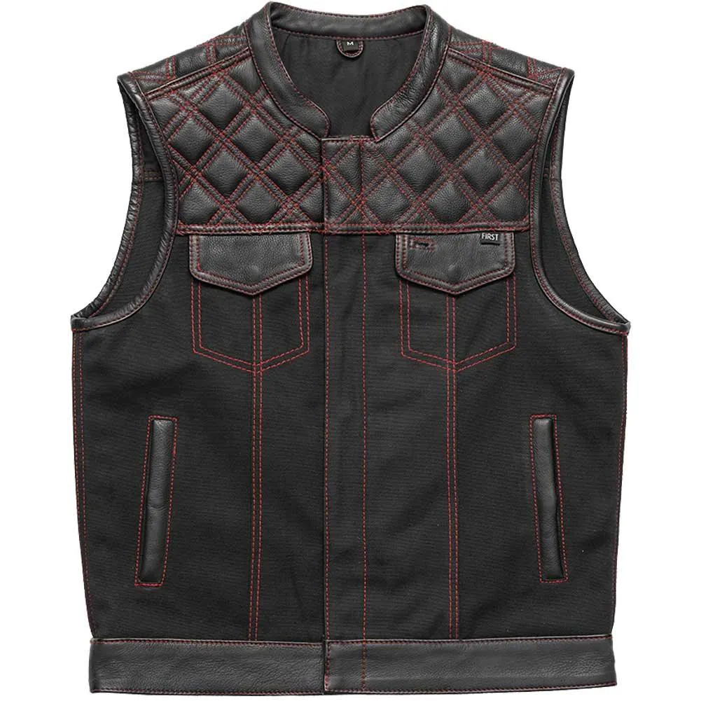 First Mfg Mens Hunt Club Diamond Quilt Leather Vest