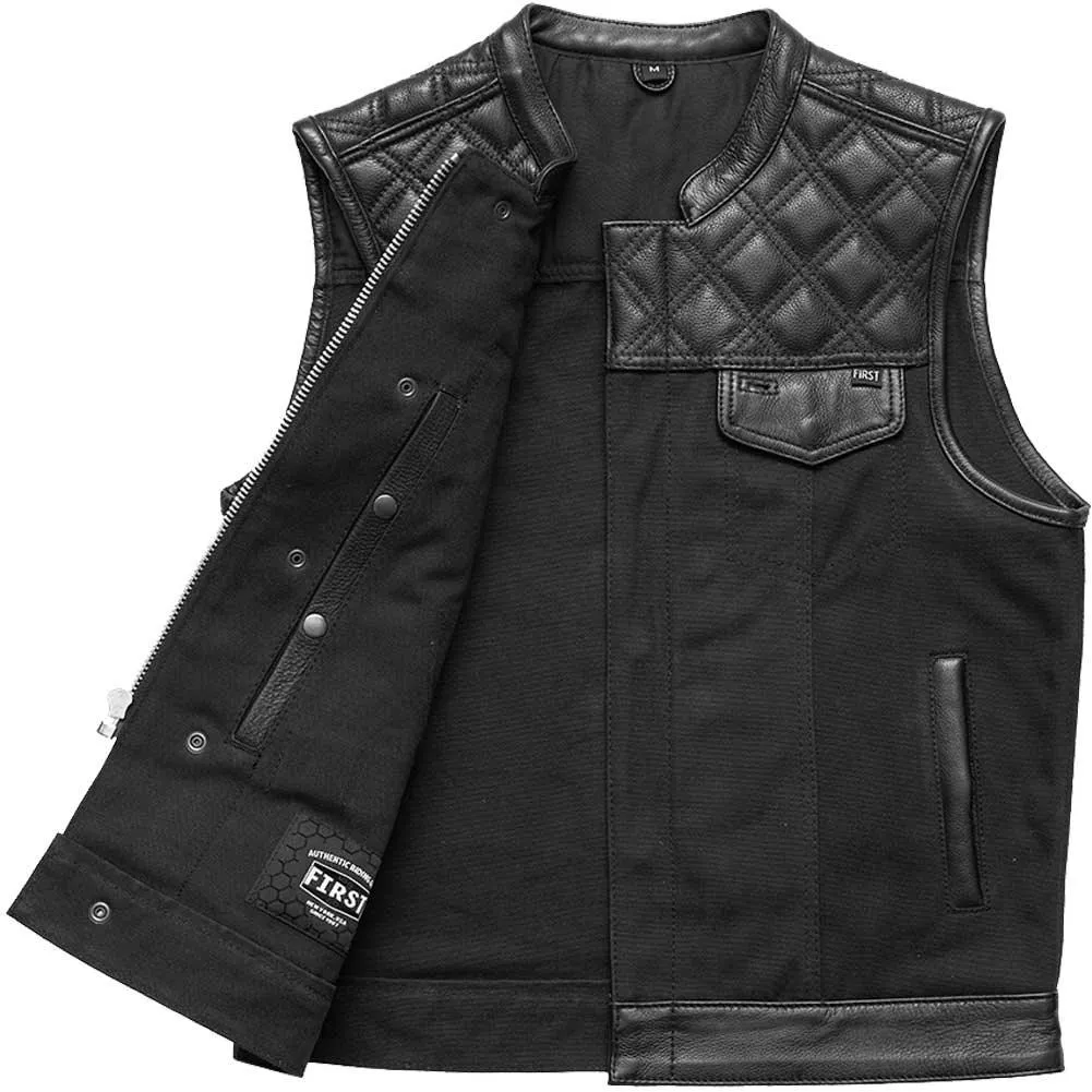 First Mfg Mens Hunt Club Diamond Quilt Leather Vest