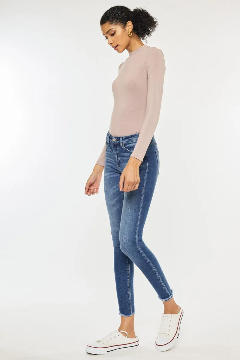 Frayed Ankle Skinny Jeans