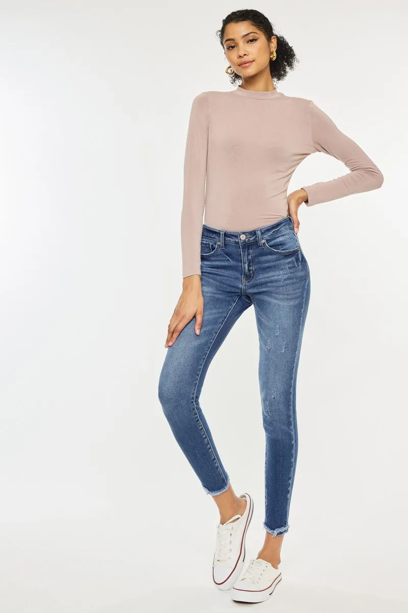 Frayed Ankle Skinny Jeans