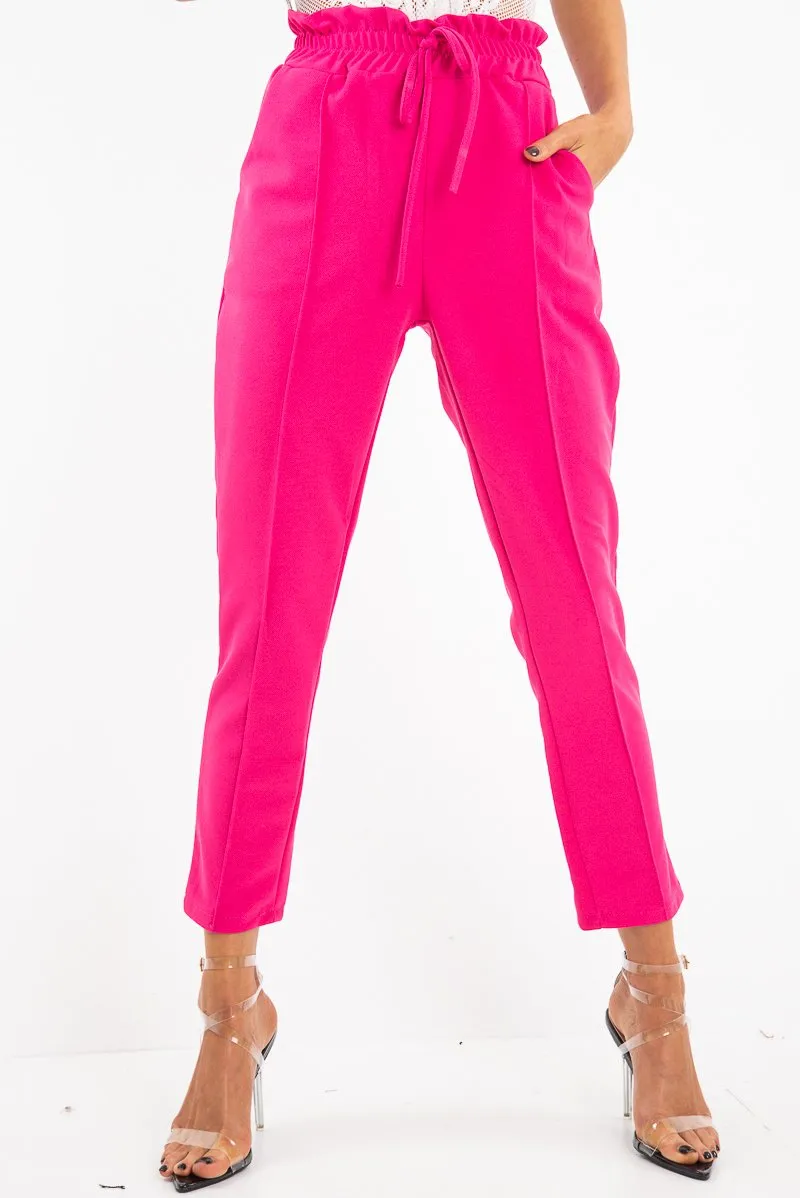 Fuchsia Drawstring Seam Front Tailored Joggers - Lissie