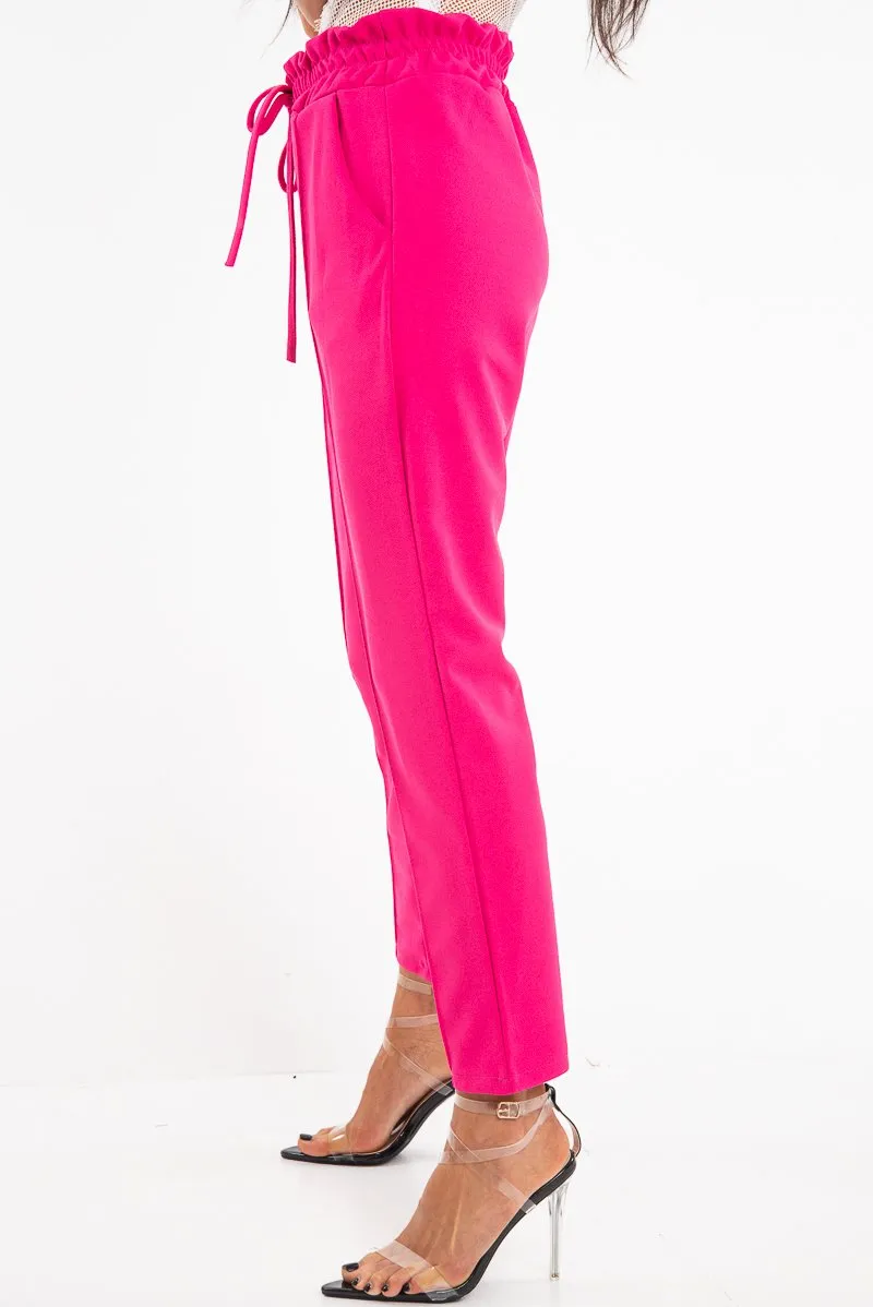 Fuchsia Drawstring Seam Front Tailored Joggers - Lissie