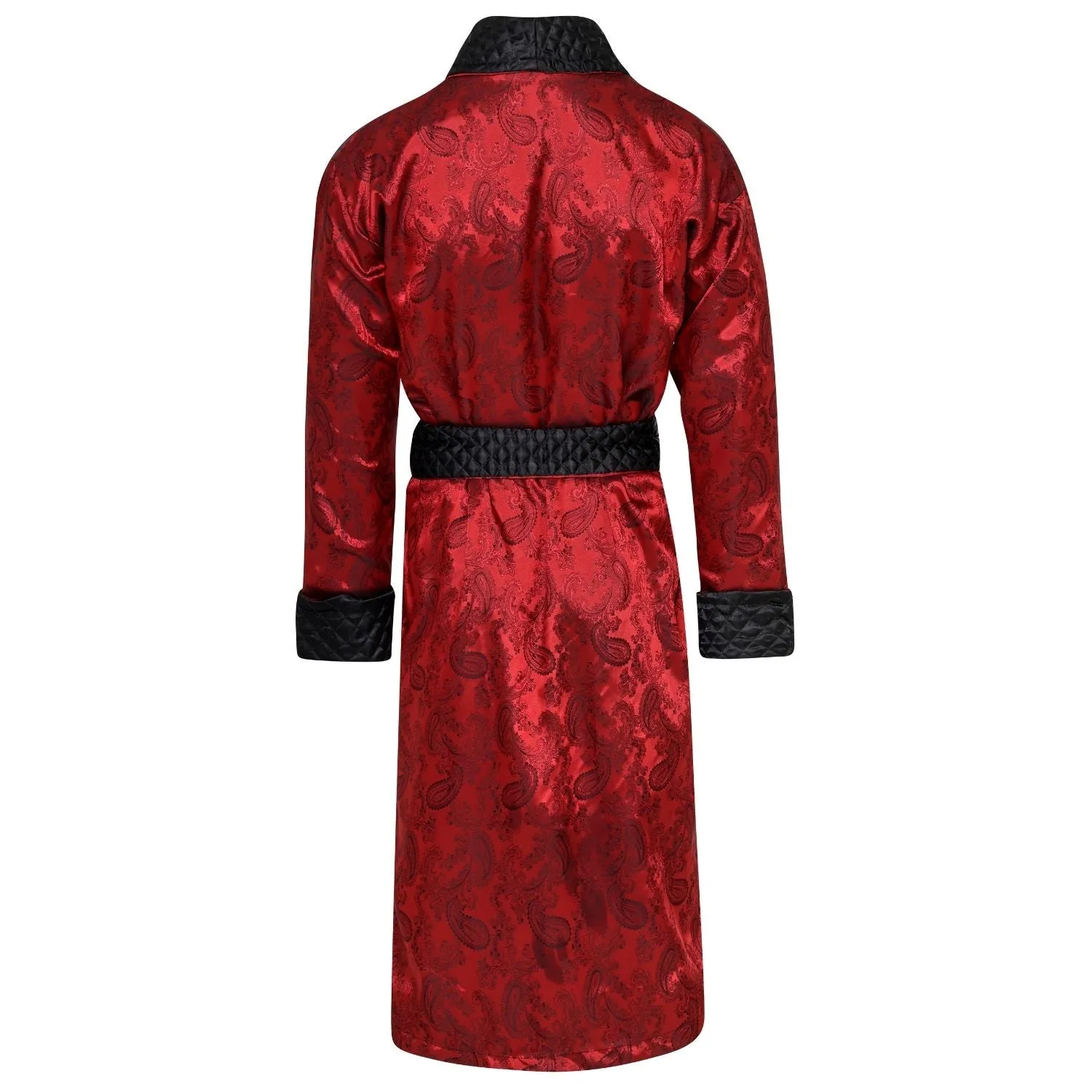 Gable Mens Long Smoking Jacket - Claret