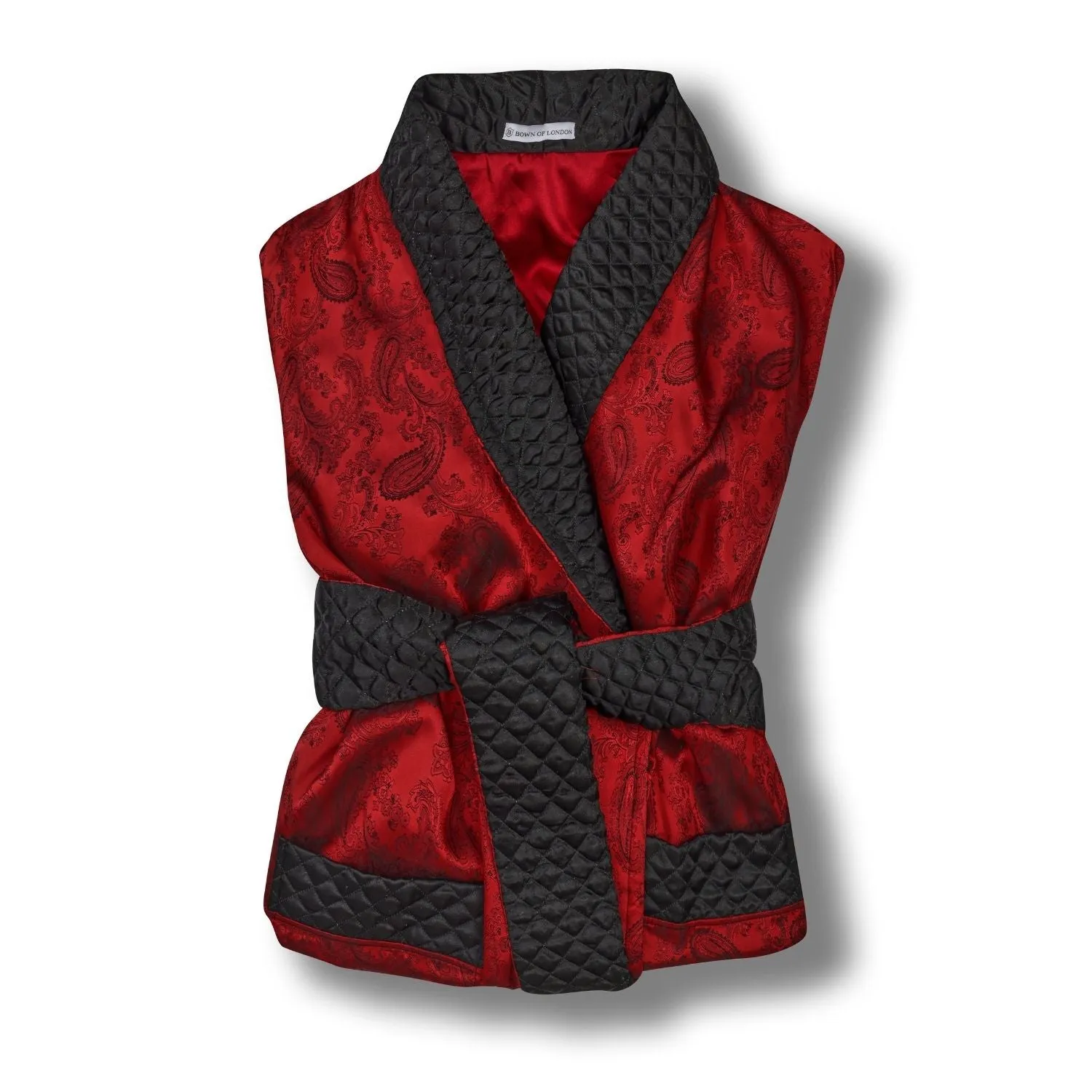 Gable Mens Long Smoking Jacket - Claret