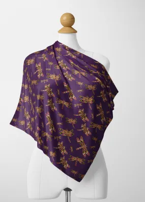 Gathering Yellow Purple Satin Shawl