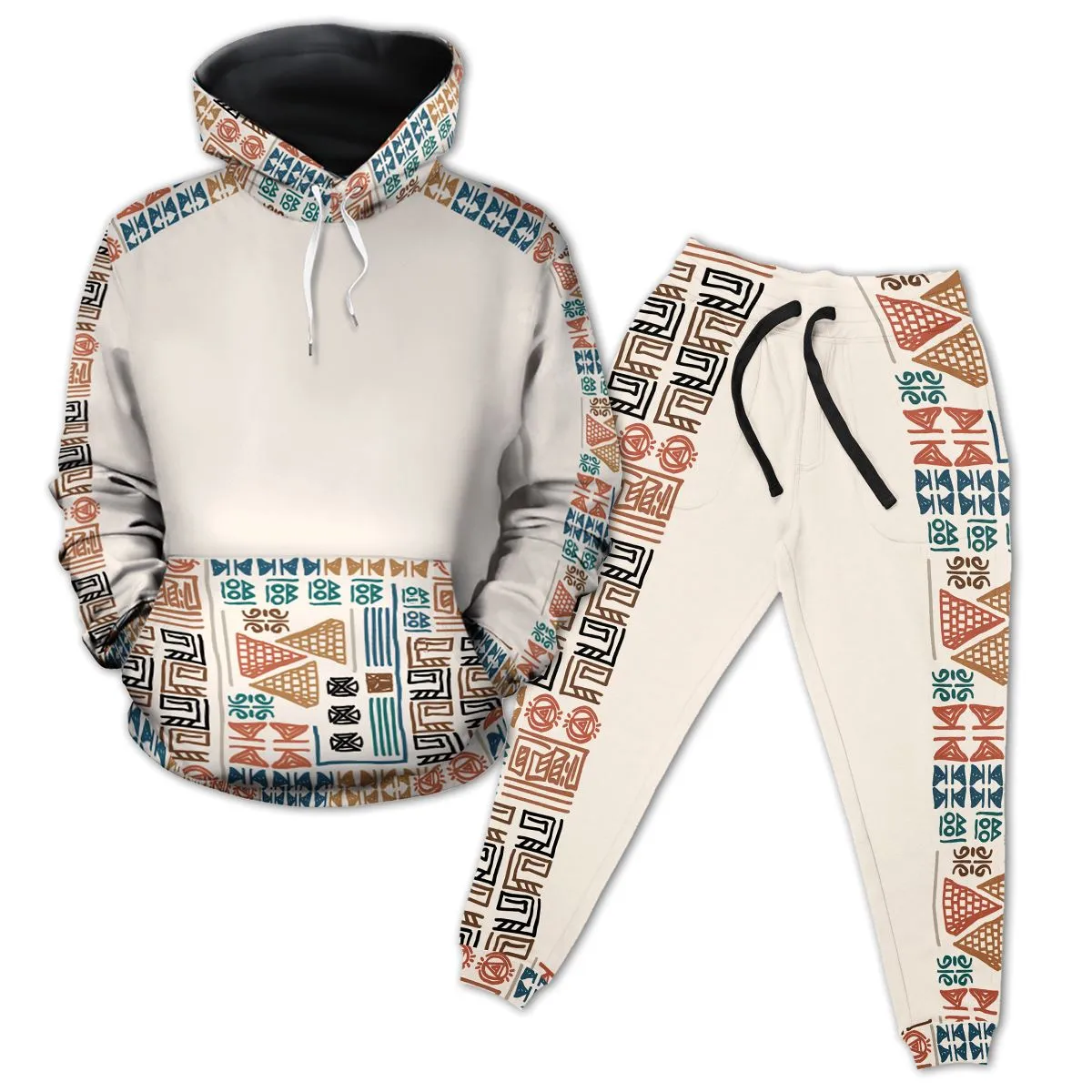 Geometric Harmony All-over Hoodie and Joggers