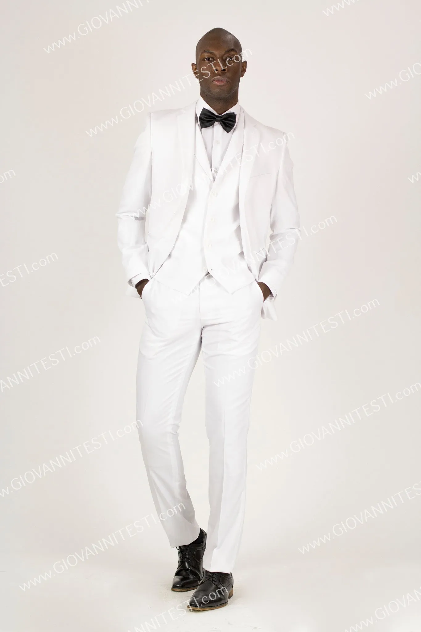 Giovanni Testi Slim Fit Notch lapel White Vest