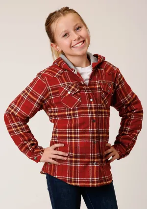 GIRLS LONG SLEEVE SNAP THERMAL LINED FLANNEL SHIRT JACKET