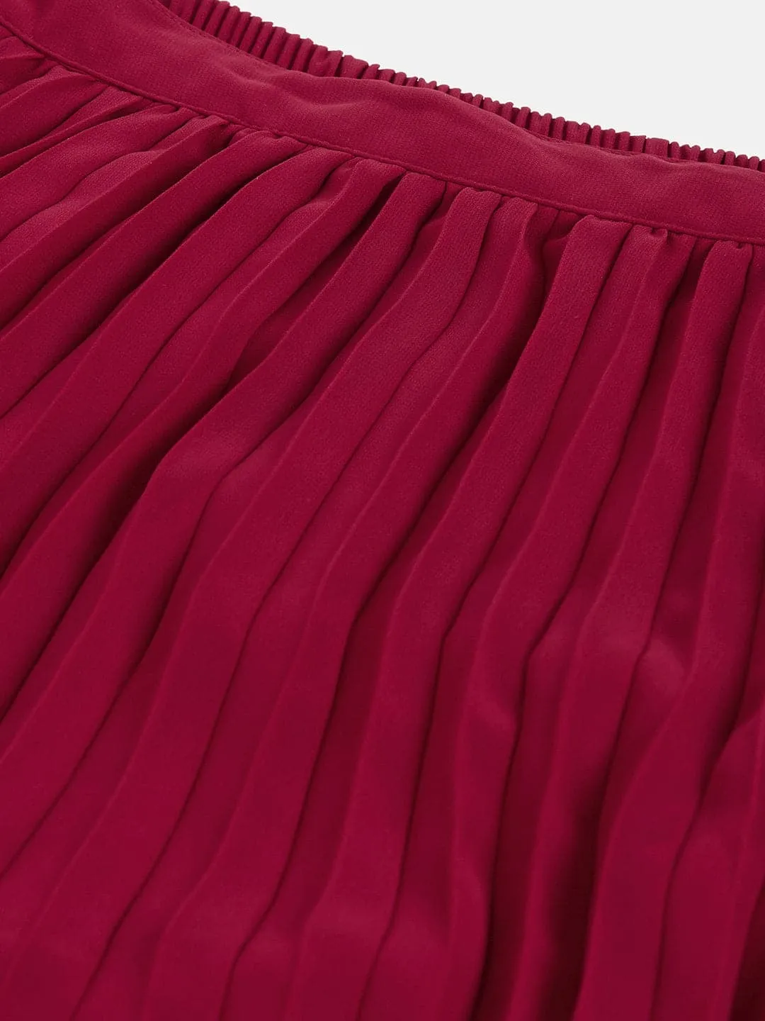 Girls Maroon Pleated Skirt - Lyush Kids