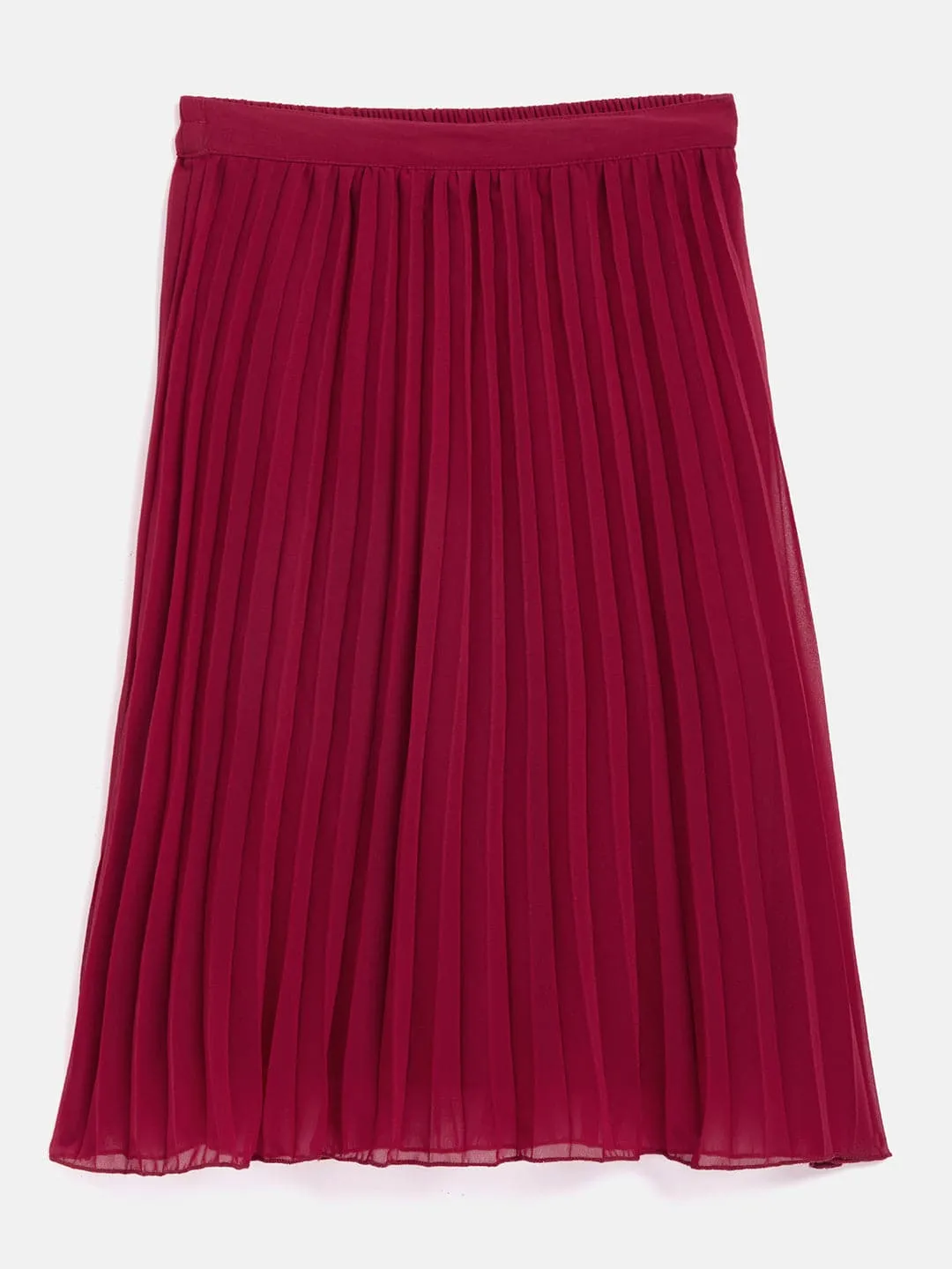 Girls Maroon Pleated Skirt - Lyush Kids