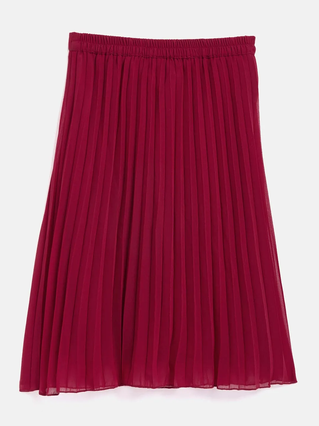 Girls Maroon Pleated Skirt - Lyush Kids