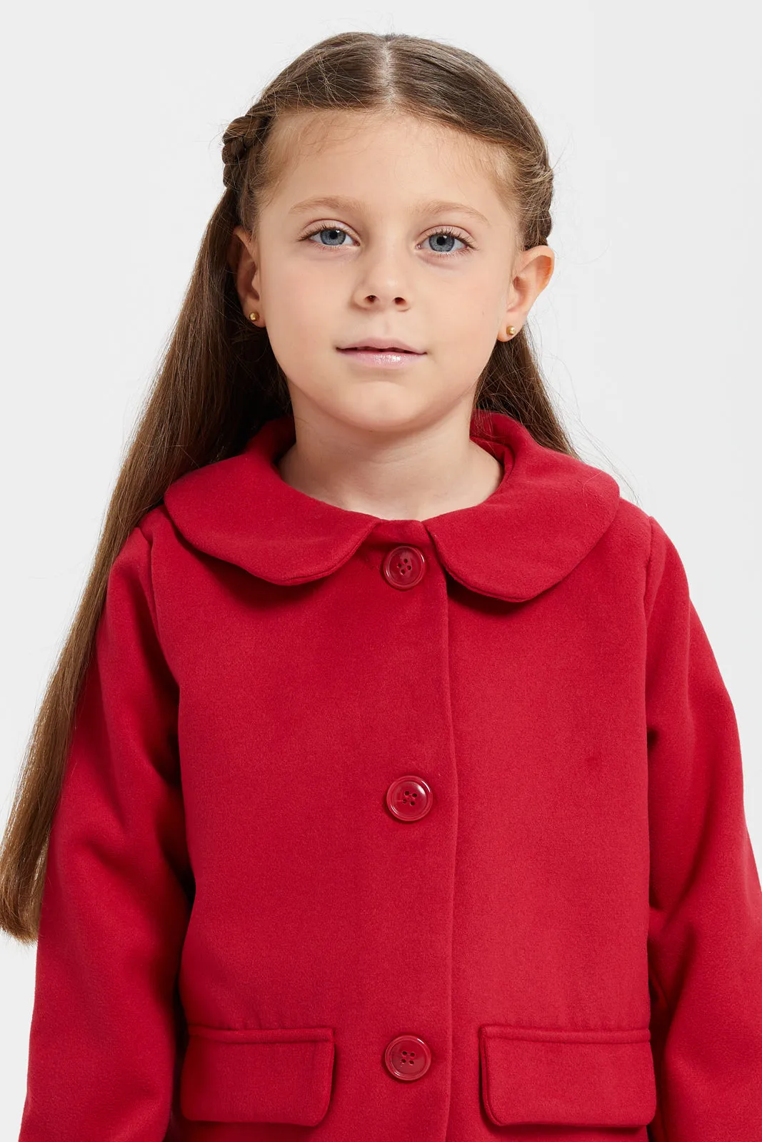 Girls Red Melton Jacket