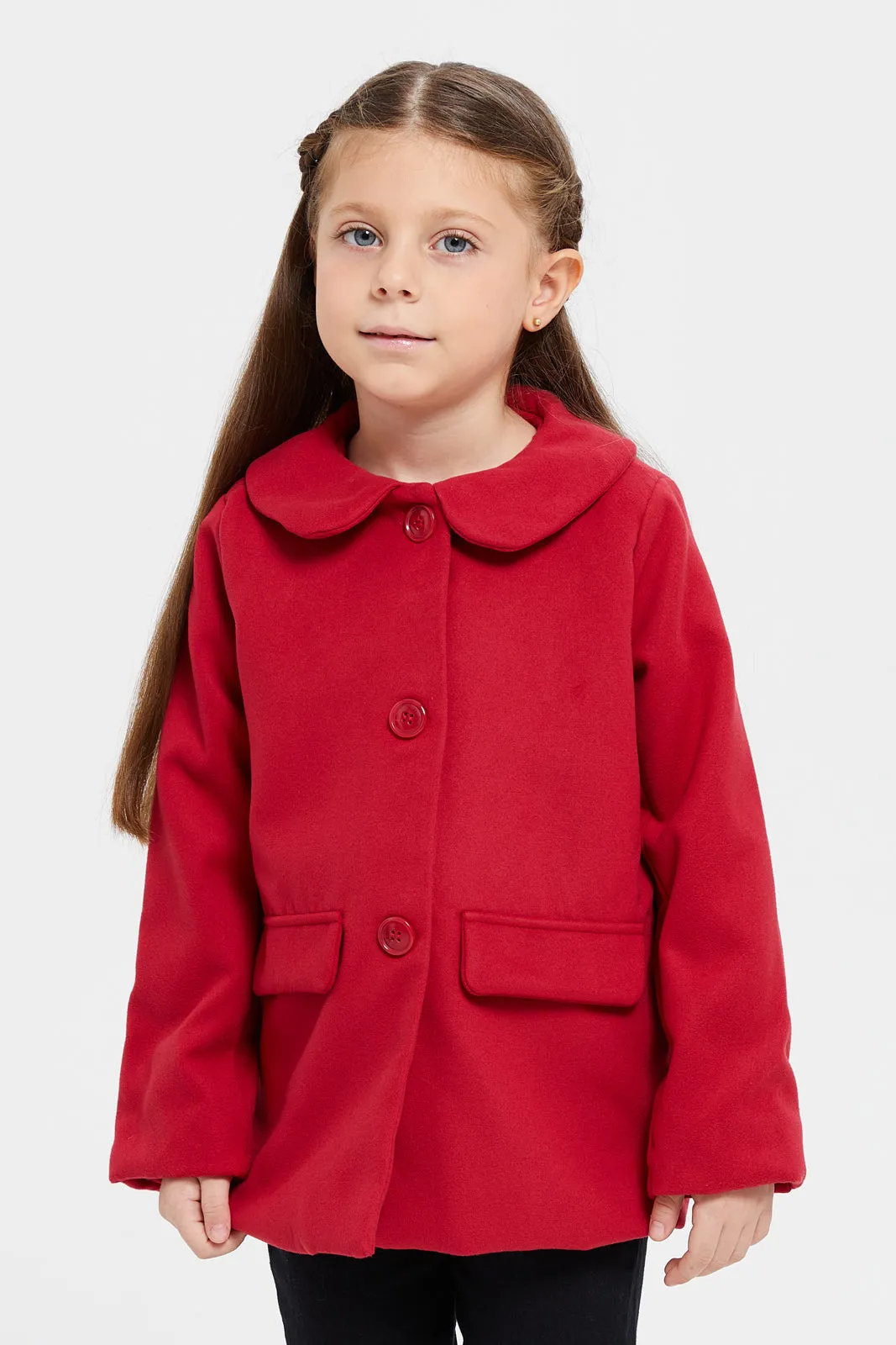 Girls Red Melton Jacket