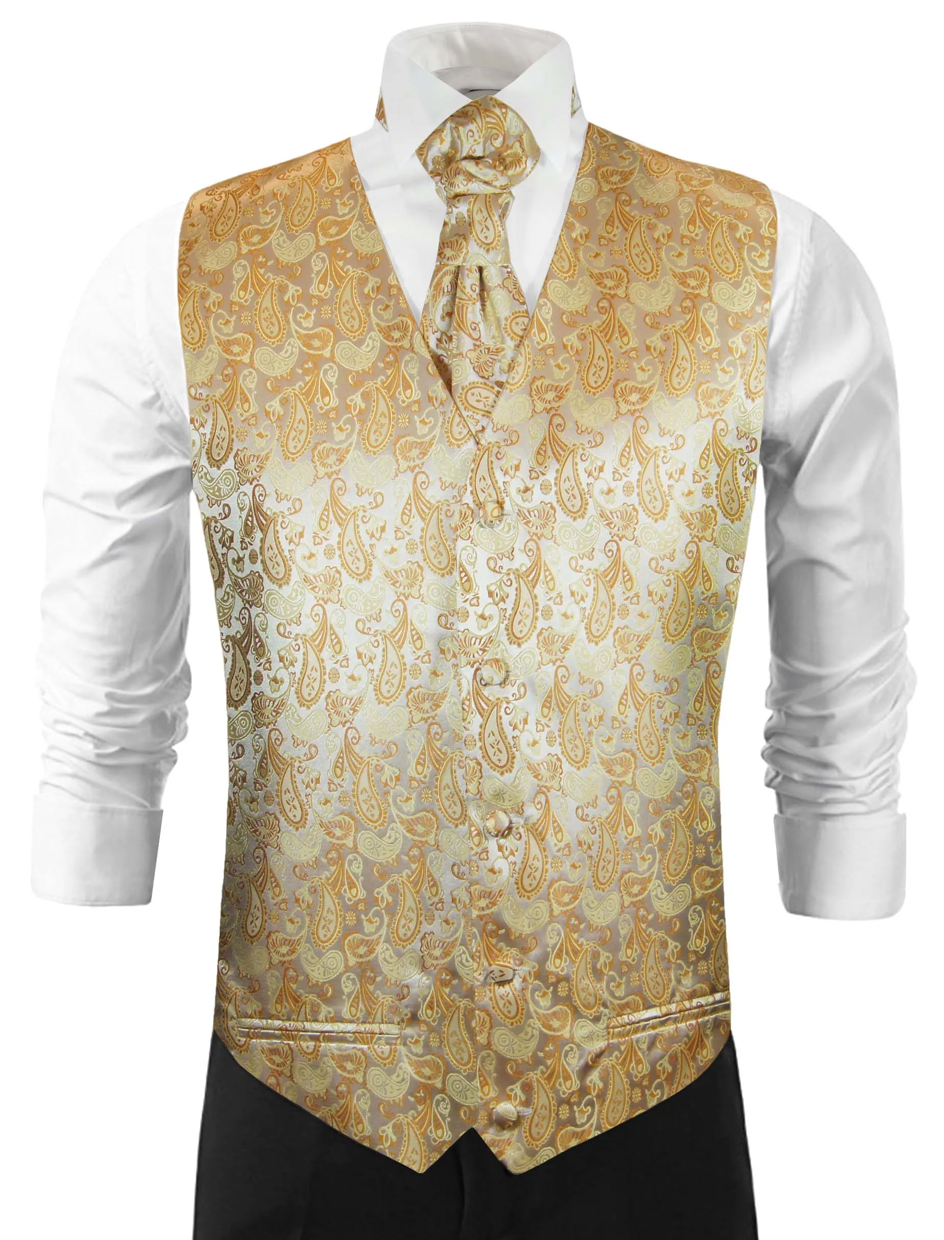 Gold Paisley Tuxedo Vest Set