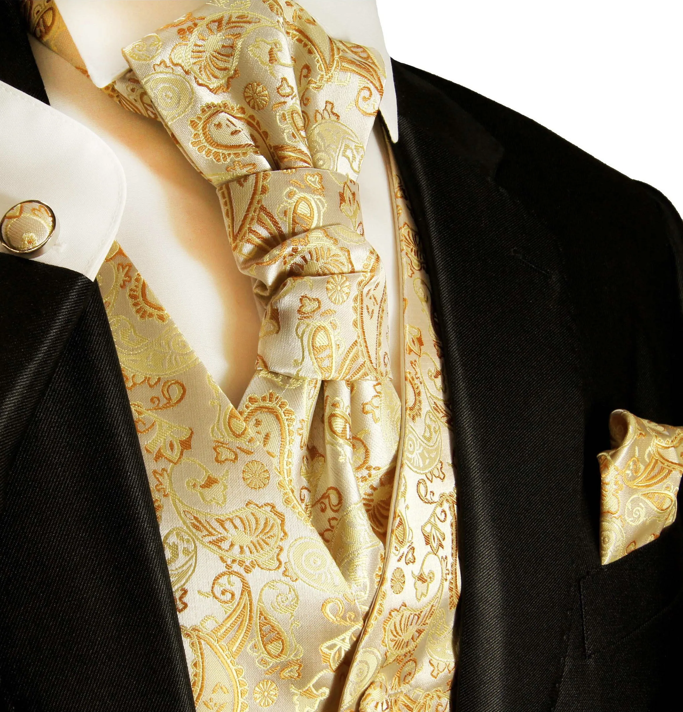 Gold Paisley Tuxedo Vest Set