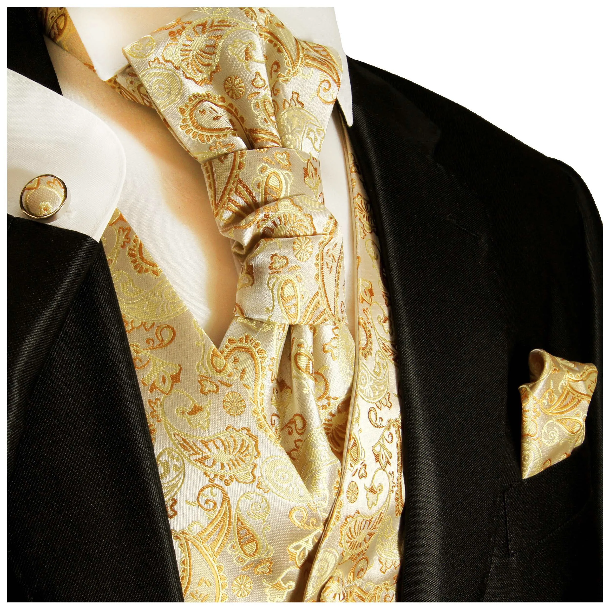 Gold Paisley Tuxedo Vest Set