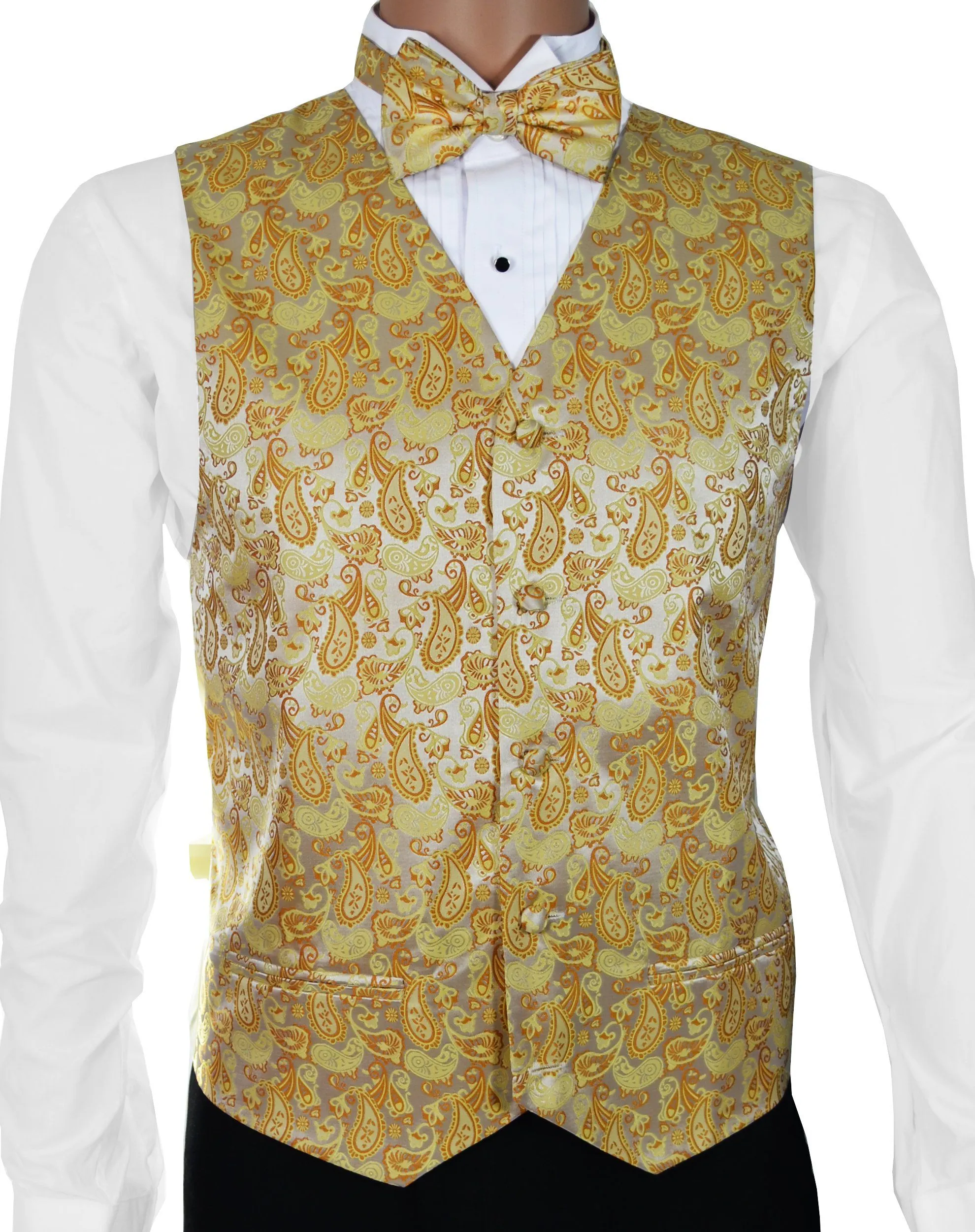 Gold Paisley Tuxedo Vest Set