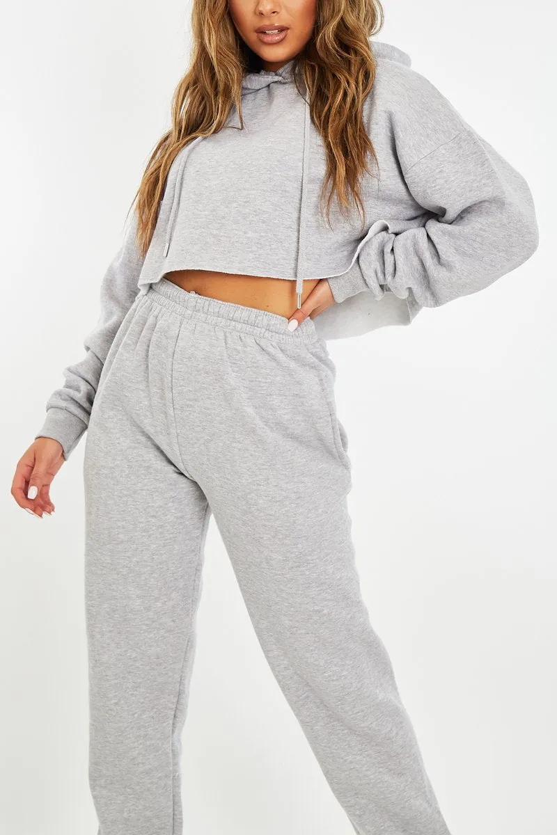 Grey Cropped Oversized Hoodie and Joggers Co-ord - Karenza