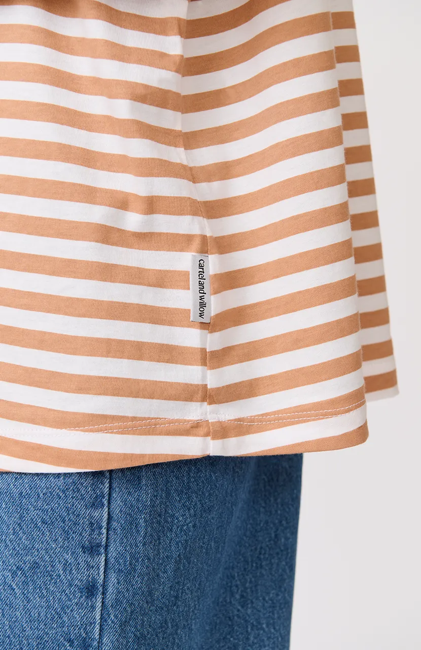 Henley Long Sleeve - Toffee Stripe