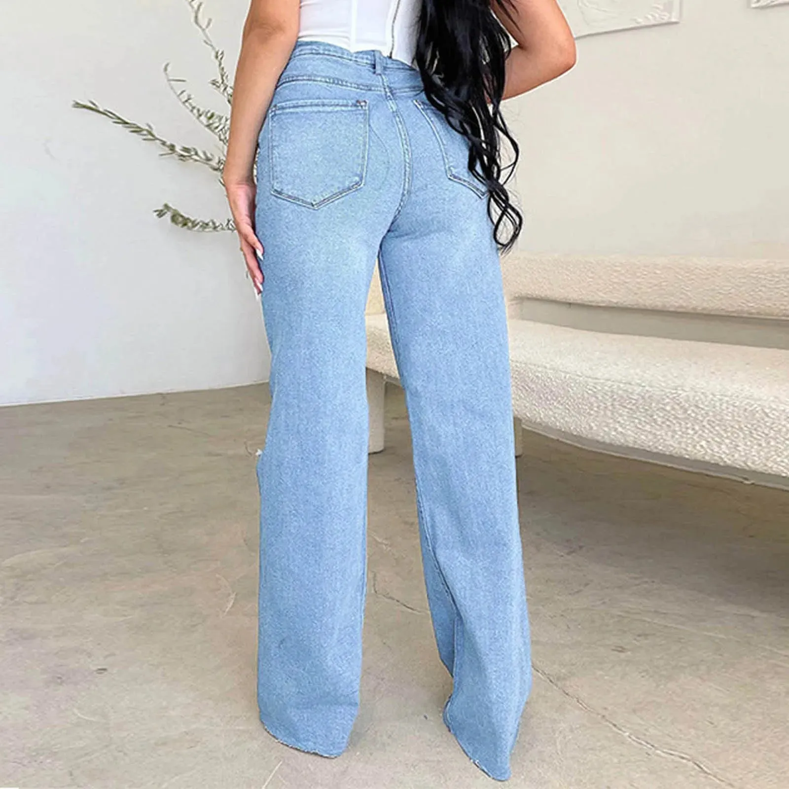 High-Waisted Ripped Stretchy Slim Jeans