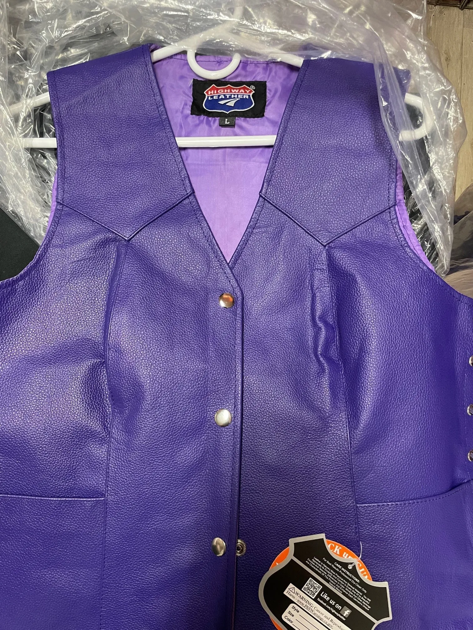 HL14501Purple Royal Purple lace up side Leather Vest for Motorcycle clubs V ROYAL PURPLE