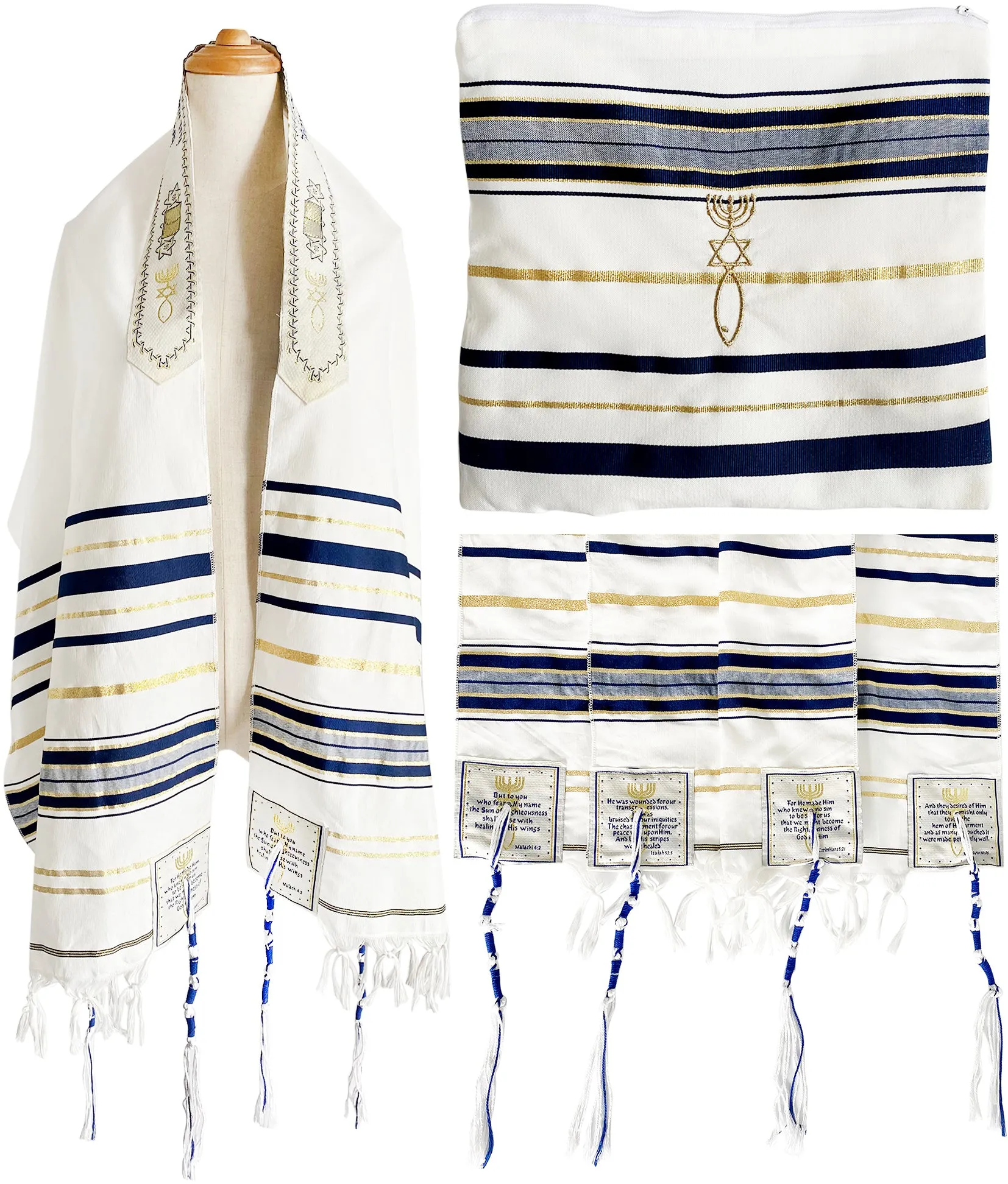 Holy Land Market Messianic Christian Shawl/Tallit - The Messiah Tallit - Medium Size (72 x 32 Inches)