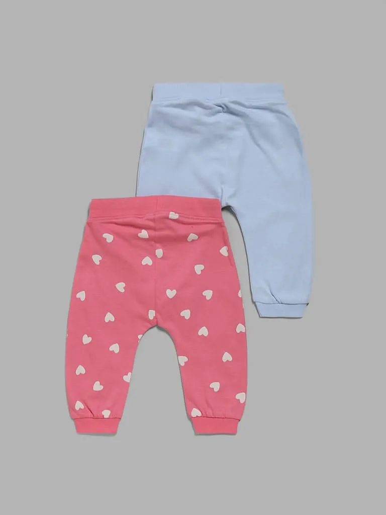 HOP Baby Heart Printed Multicolour Joggers - Pack of 2