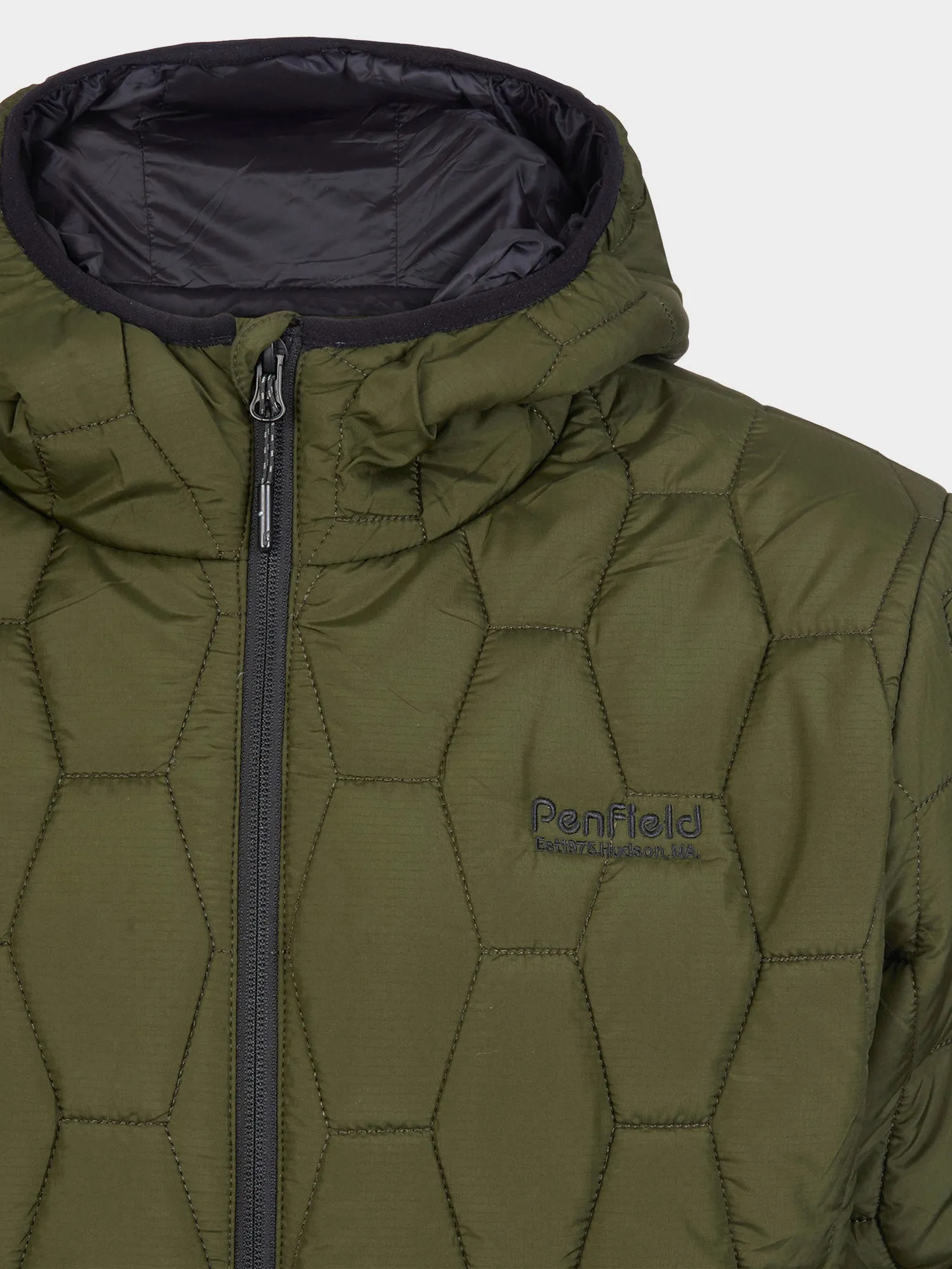 Hudson Script Hexagon Quilt Jacket in Forest Night