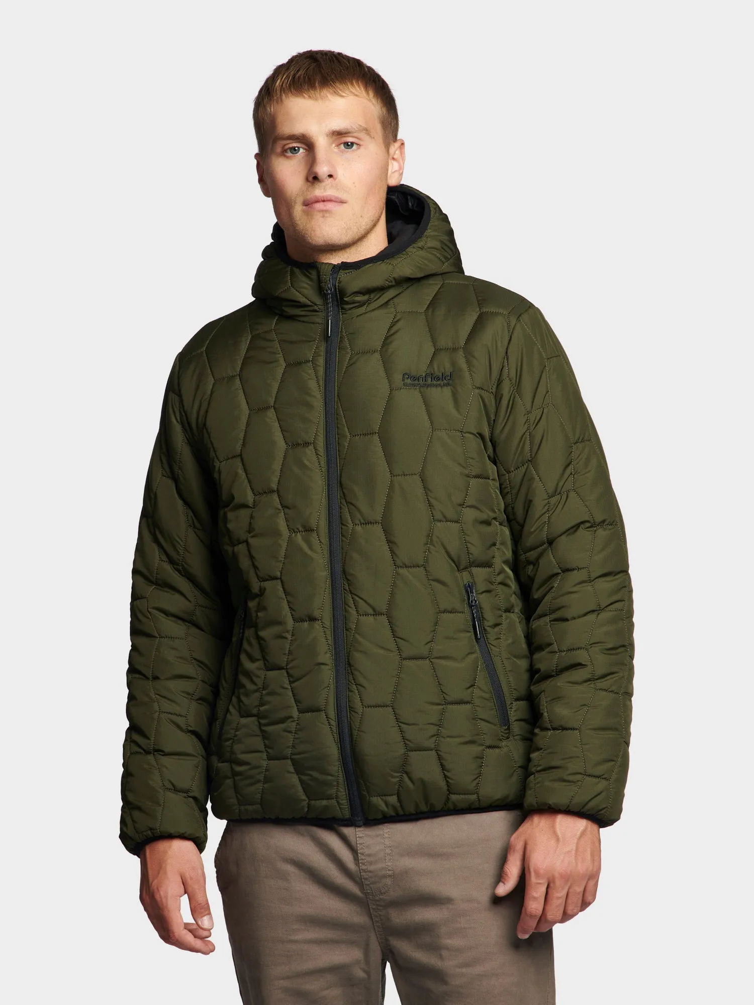 Hudson Script Hexagon Quilt Jacket in Forest Night