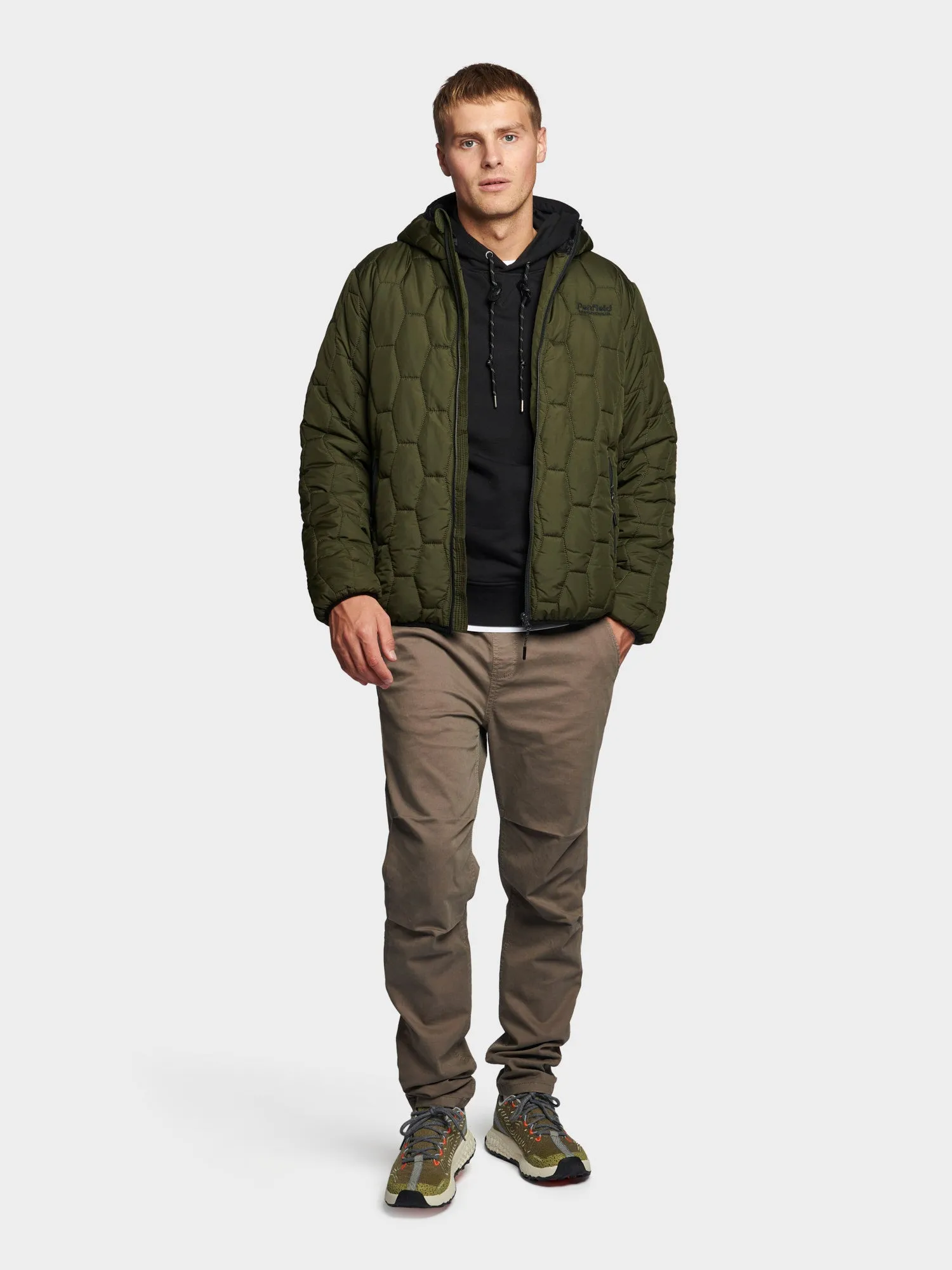 Hudson Script Hexagon Quilt Jacket in Forest Night