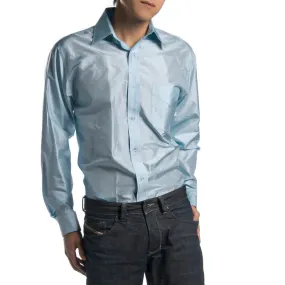 Indo-French Cuff Pale Blue Men's Silk Shirt