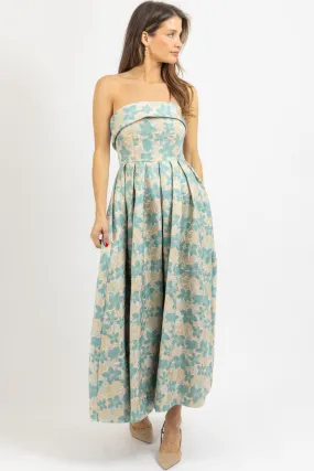 JAIDA SEA GREEN JACQUARD DRESS