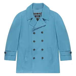 Kashani Powder Blue Double Breasted Lambskin 3/4 Trench Coat