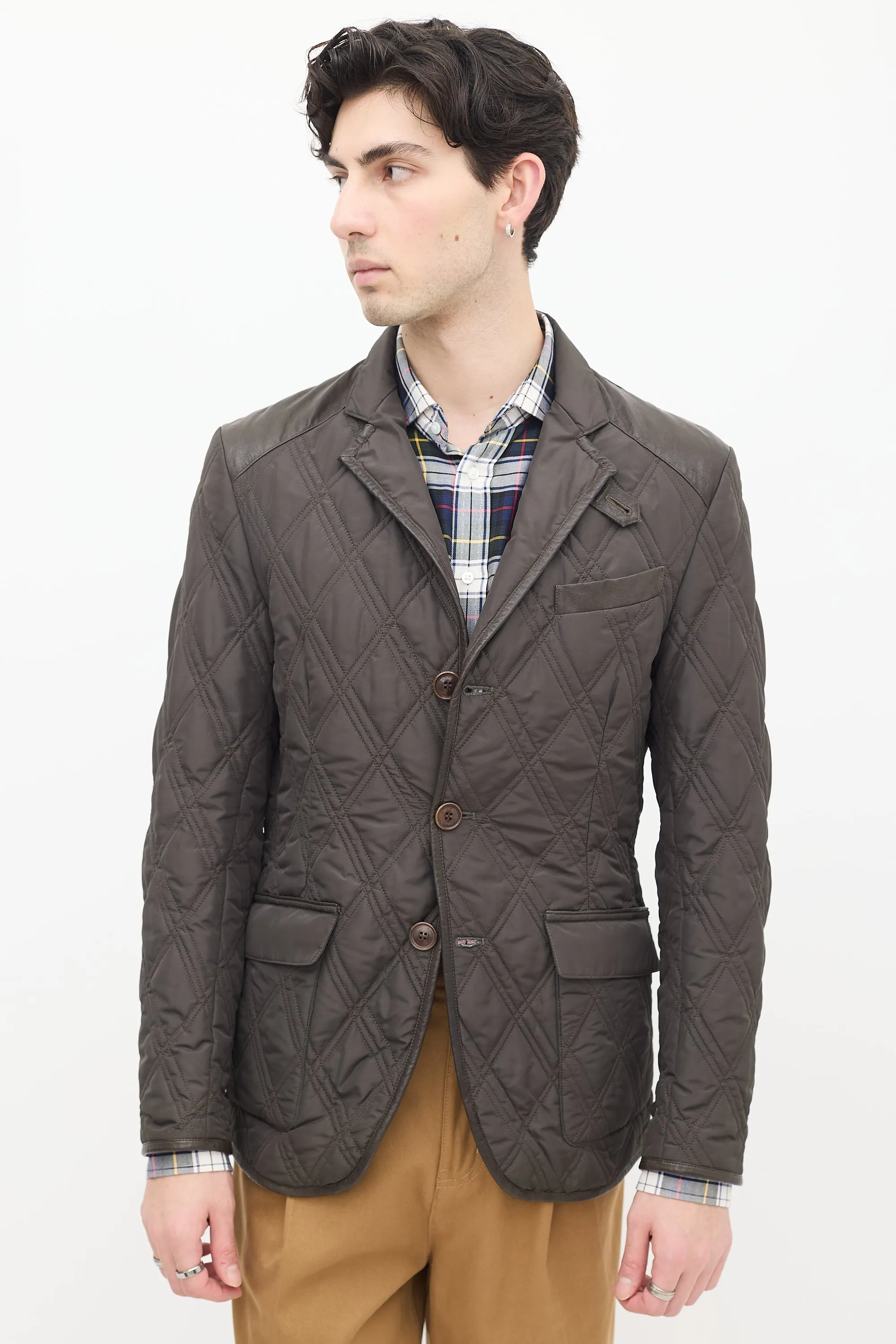 Khaki Green Quilted Jacket