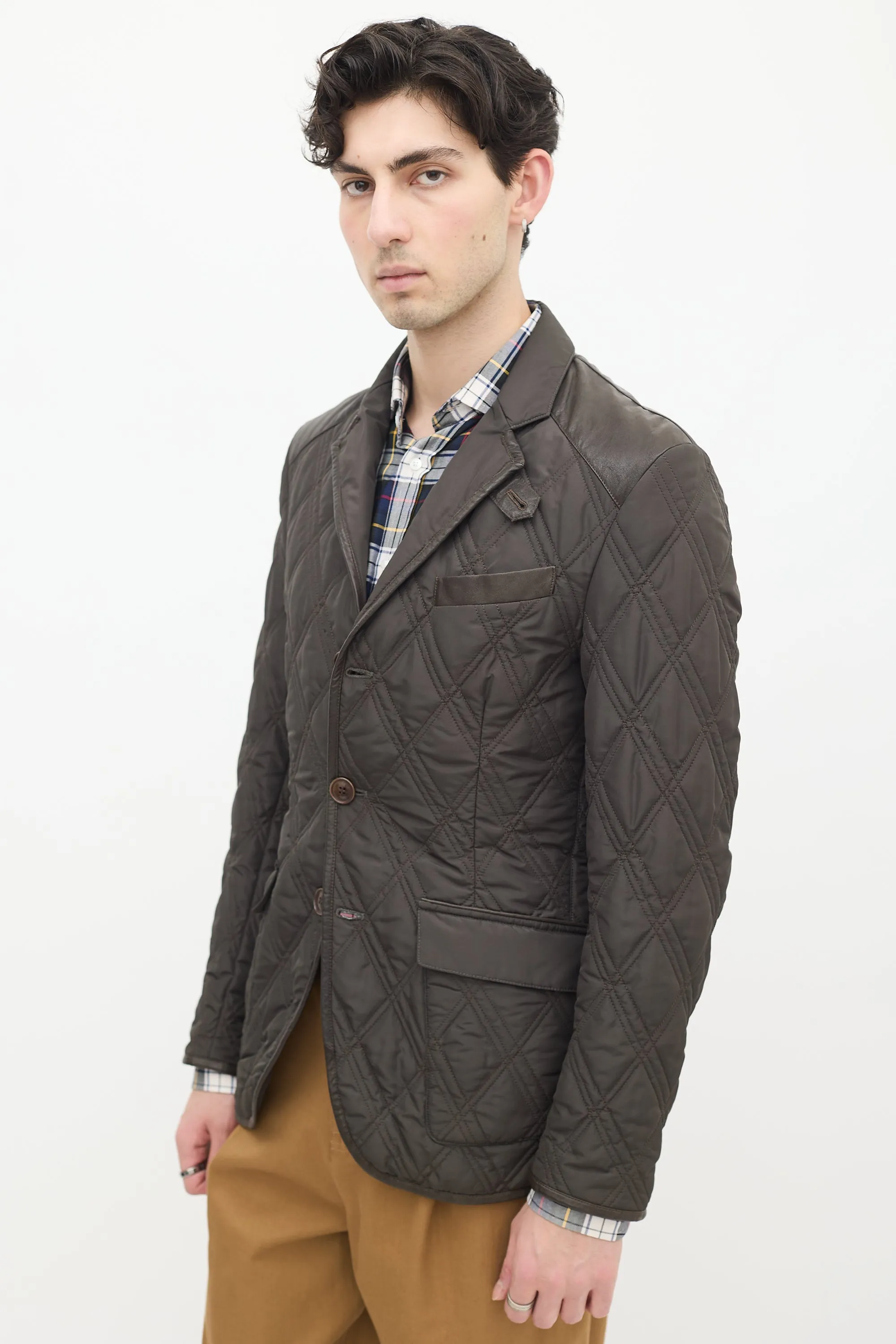 Khaki Green Quilted Jacket