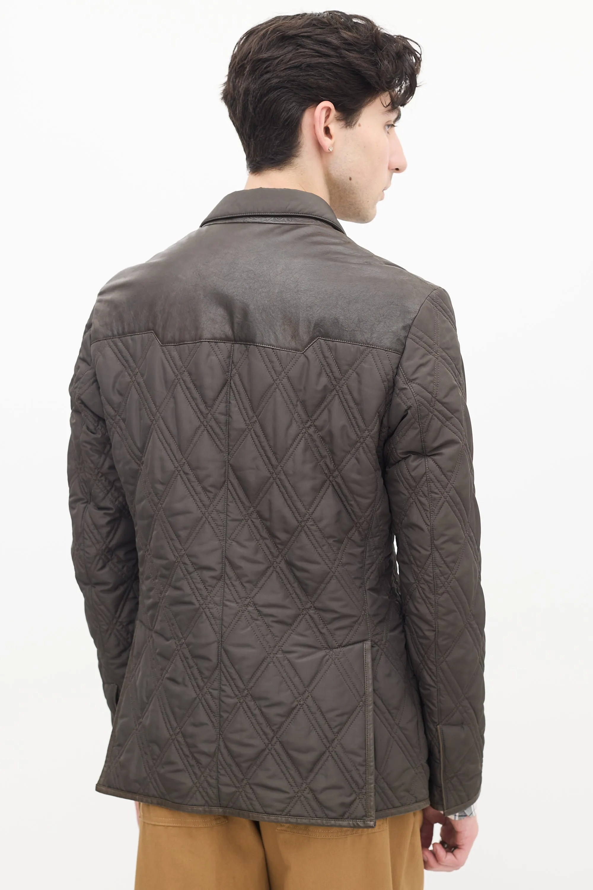 Khaki Green Quilted Jacket