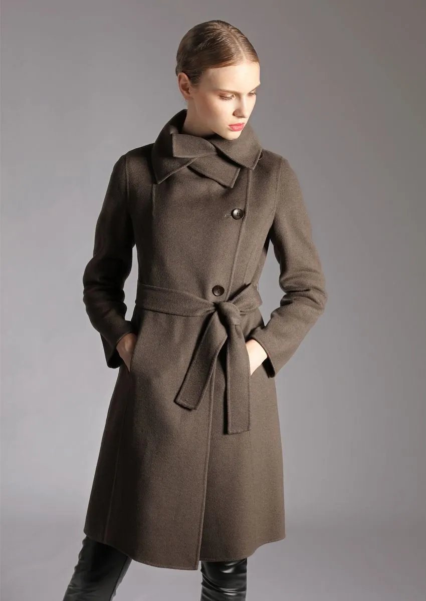 Ladies Double Collar Woven Coat