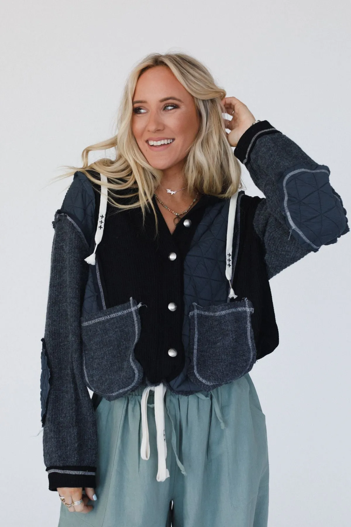 Leighton Button Up Jacket - Charcoal