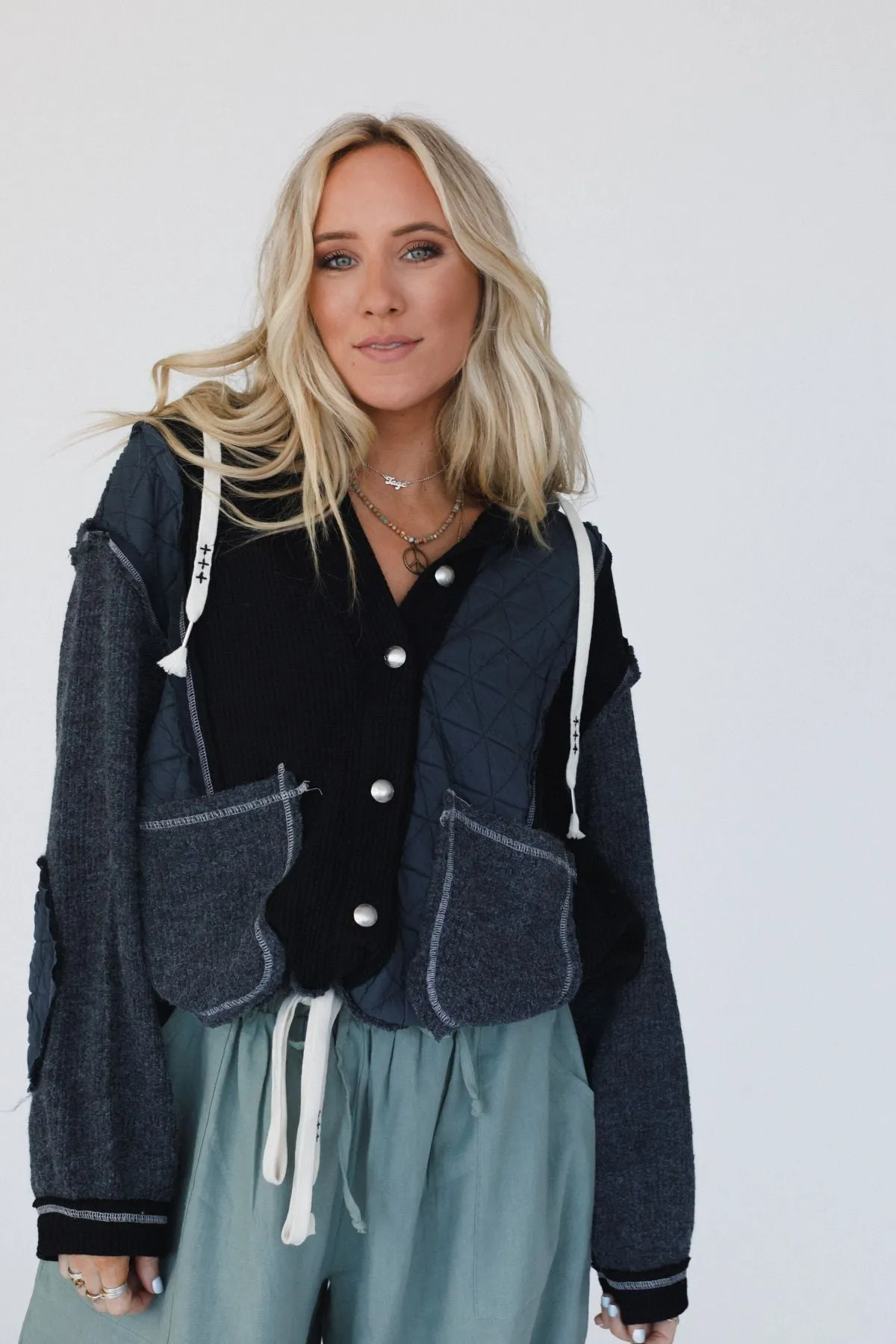 Leighton Button Up Jacket - Charcoal