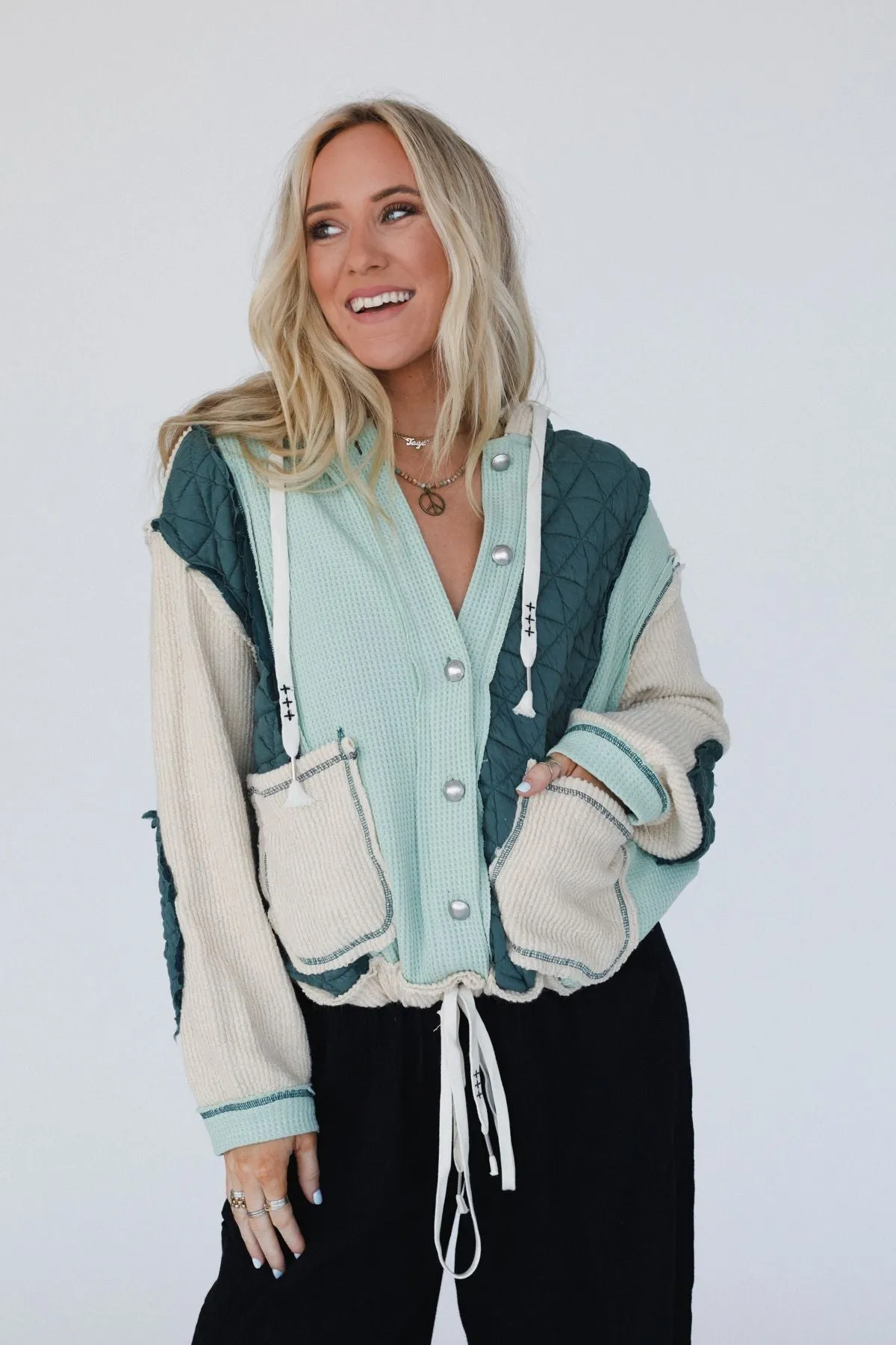 Leighton Button Up Jacket - Green