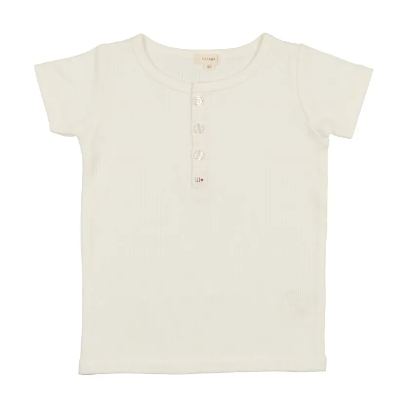 Lil Legs White Short Sleeve Henley